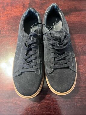 Zara Black Suede Sneakers with Tan Gum Sole
